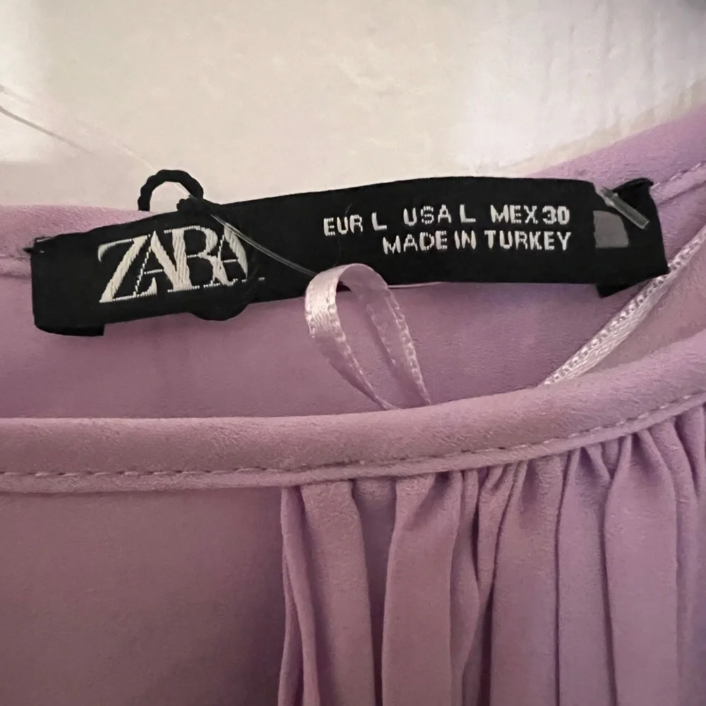 Zara Purple Pleated Bishop Sleeve Blouse - Picture 5 of 6